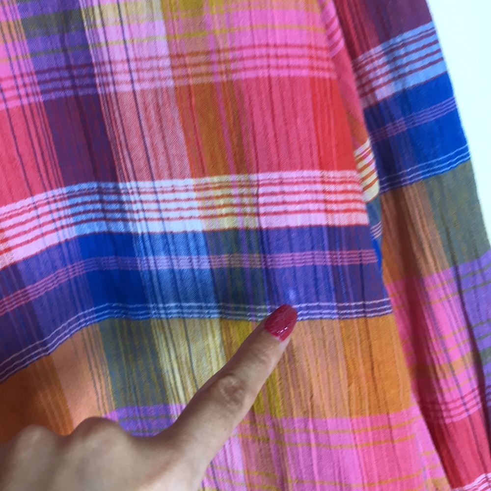 Soft Surroundings plaid gauze top button down textured pink women's size Medium - Picture 13 of 13